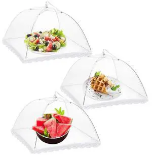 3 Pack Food Covers 12 Inch Pop-Up Encrypted Mesh Plate Serving Tents, Fine Net Screen Umbrella for Outdoors, Parties, Picnics, BBQs, Reusable and Collapsible 3 Pack Food Covers 12 Inch Pop-Up Encrypted Mesh Plate Serving Tents, Fine Net Screen Umbrella for Outdoors, Parties, Picnics, BBQs, Reusable and Collapsible