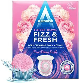 Toilet Bowl Cleaner Tablets, 8 Count Fizzing Drop In Tabs Remove Limescale, Calcium & Rust No Scrub Foaming Action, Vegan & Cruelty Free, Fresh Peony Scent Toilet Bowl Cleaner Tablets, 8 Count Fizzing Drop In Tabs Remove Limescale, Calcium & Rust No Scrub Foaming Action, Vegan & Cruelty Free, Fresh Peony Scent