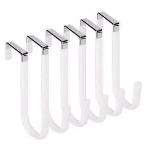 Over The Door Hooks, Door Hangers Hooks,Extra Long 5" Rustproof Organizer Hook with Soft Rubber Padding, No-Scratch Design for Towels, Robes, Coats, Bags (6 Pack White) Over The Door Hooks, Door Hangers Hooks,Extra Long 5" Rustproof Organizer Hook with Soft Rubber Padding, No-Scratch Design for Towels, Robes, Coats, Bags (6 Pack White)