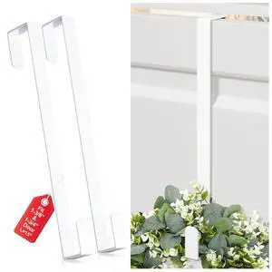15" Reversible Wreath Hangers for Front Door, Fit Most Doors up to 1-3/4", Heavy Duty Steel Over The Door Hooks Hold up to 80 LBS for Spring & Easter Wreaths, Seasonal Door Decor (White 2 Pack) 15" Reversible Wreath Hangers for Front Door, Fit Most Doors up to 1-3/4", Heavy Duty Steel Over The Door Hooks Hold up to 80 LBS for Spring & Easter Wreaths, Seasonal Door Decor (White 2 Pack)