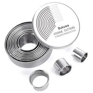 12 Pieces Round Cookie Biscuit Cutter Set,Graduated Circle Pastry Cutters,18/8 Stainless Steel Cookie Cutters and Donut Cutter Ring Molds 12 Pieces Round Cookie Biscuit Cutter Set,Graduated Circle Pastry Cutters,18/8 Stainless Steel Cookie Cutters and Donut Cutter Ring Molds