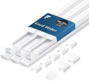86.9in Cord Hider Kit, Cord Covers for Wires on Wall, Self-Adhesive Cable Raceway, Paintable Wire Covers, TV Cable Hider Wall Kit, Fits 2-3 Cords, White, W0.98 x H0.51 in(14.5in x 6-Pack) 86.9in Cord Hider Kit, Cord Covers for Wires on Wall, Self-Adhesive Cable Raceway, Paintable Wire Covers, TV Cable Hider Wall Kit, Fits 2-3 Cords, White, W0.98 x H0.51 in(14.5in x 6-Pack)