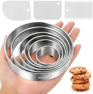 9Pcs Round Cookie Cutter Set - Stainless Steel Biscuit Cutters(2,3,3.5,4,5,6Inch) with 3 Firm Plastic Dough Scrapers Large Circle Cookie Cutter for Baking Pastry, Donuts, Fondant & Brownies 9Pcs Round Cookie Cutter Set - Stainless Steel Biscuit Cutters(2,3,3.5,4,5,6Inch) with 3 Firm Plastic Dough Scrapers Large Circle Cookie Cutter for Baking Pastry, Donuts, Fondant & Brownies