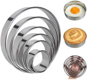 6Pcs Round Cookie Cutters Set (2, 3, 3.5, 4, 5, 6 Inch), Stainless Steel Biscuit Molds in Graduated Sizes, 1.2" Deep Circle Ring Cutters for Baking, Pastry, Donuts, Scones, Fondant, Sandwiches, Cake 6Pcs Round Cookie Cutters Set (2, 3, 3.5, 4, 5, 6 Inch), Stainless Steel Biscuit Molds in Graduated Sizes, 1.2" Deep Circle Ring Cutters for Baking, Pastry, Donuts, Scones, Fondant, Sandwiches, Cake