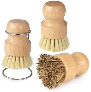 4 Pack Bamboo Dish Brush Set with Holder, 2 Sisal Dish Brushes & 1 Palm Scrub Brush, Natural Kitchen Scrub Brush for Dishes, Pots, Pans, Sink 4 Pack Bamboo Dish Brush Set with Holder, 2 Sisal Dish Brushes & 1 Palm Scrub Brush, Natural Kitchen Scrub Brush for Dishes, Pots, Pans, Sink