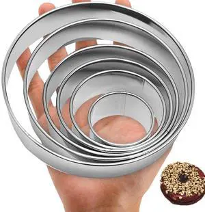 6 Pcs Stainless Steel Round Cookie Cutter Set (2, 3, 3.5, 4, 5, 6 Inch),Multi-Size Circle Cutters for Baking Biscuits, Donuts, Sandwiches & Flan,Durable Metal Biscuit Cutters for Kitchen Pastry Crafts 6 Pcs Stainless Steel Round Cookie Cutter Set (2, 3, 3.5, 4, 5, 6 Inch),Multi-Size Circle Cutters for Baking Biscuits, Donuts, Sandwiches & Flan,Durable Metal Biscuit Cutters for Kitchen Pastry Crafts