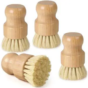 4 Pack Bamboo Dish Brush Set, Natural Kitchen Scrub Brush with Sisal Bristles, Wooden Dish Scrubber for Cleaning Dishes, Pots, Vegetables and Sink 4 Pack Bamboo Dish Brush Set, Natural Kitchen Scrub Brush with Sisal Bristles, Wooden Dish Scrubber for Cleaning Dishes, Pots, Vegetables and Sink