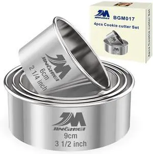 4 Pieces Stainless Steel Cookie Cutter Set 2.25inch, 2.75inch, 3.25inch,3.5inch Biscuit Plain Edge Round Cutters Sizes Shape Molds GIFT PACKAGE 4 Pieces Stainless Steel Cookie Cutter Set 2.25inch, 2.75inch, 3.25inch,3.5inch Biscuit Plain Edge Round Cutters Sizes Shape Molds GIFT PACKAGE