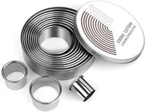 12 Pcs Donut Hole Cookie Biscuit Cutter Set for Baking, Graduated Doughnut Round Cookie Cutters, Metal Scone Circle Cookie Cutters for Frying, Biscuits Ring Molds for Cooking Cake(1-4.4 Inch) HAHAYOO 12 Pcs Donut Hole Cookie Biscuit Cutter Set for Baking, Graduated Doughnut Round Cookie Cutters, Metal Scone Circle Cookie Cutters for Frying, Biscuits Ring Molds for Cooking Cake(1-4.4 Inch) HAHAYOO