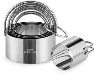 Biscuit Cutter Set with Handle, 5 Piece Stainless Steel Round Cookie Cutter Tool, Multi Size Circle Dough Donut Cutters for Baking Cakes, Biscuits, Pastry Dough Biscuit Cutter Set with Handle, 5 Piece Stainless Steel Round Cookie Cutter Tool, Multi Size Circle Dough Donut Cutters for Baking Cakes, Biscuits, Pastry Dough