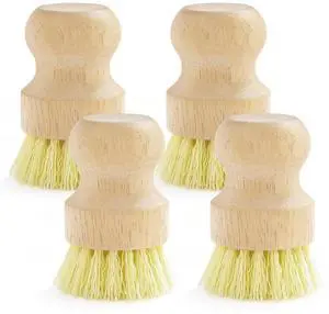 4-Pack Bamboo Dish Brush, Palm Brush Dish Scrubber with Nylon Bristles for Cleaning Pot, Pan, Kitchen Sink, Cookware & Vegetables 4-Pack Bamboo Dish Brush, Palm Brush Dish Scrubber with Nylon Bristles for Cleaning Pot, Pan, Kitchen Sink, Cookware & Vegetables