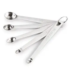 42924 Stainless Steel Mini Measuring Spoons Set, 5-Piece Small Metal Measuring Spoon Set for Spices, Baking, Cooking, Dash, Pinch, Smidgen, Drop, Tad, Silver 42924 Stainless Steel Mini Measuring Spoons Set, 5-Piece Small Metal Measuring Spoon Set for Spices, Baking, Cooking, Dash, Pinch, Smidgen, Drop, Tad, Silver