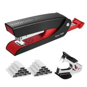 Arrow Office Stapler Set, 25 Sheet Capacity Metal Desk Stapler with 2100 Staples and Staple Remover, Half Strip Design and Non-Slip Base, Spare Staple Storage for Classroom, Office and Home Arrow Office Stapler Set, 25 Sheet Capacity Metal Desk Stapler with 2100 Staples and Staple Remover, Half Strip Design and Non-Slip Base, Spare Staple Storage for Classroom, Office and Home