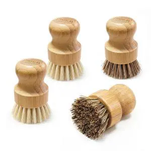 Bamboo Dish Brush Set, 4 Pack, Plastic-Free (2 Medium Sisal, 2 Firm Coconut Coir), Dish Scrubber & Vegetable Brush for Cast Iron, Nonstick Bamboo Dish Brush Set, 4 Pack, Plastic-Free (2 Medium Sisal, 2 Firm Coconut Coir), Dish Scrubber & Vegetable Brush for Cast Iron, Nonstick