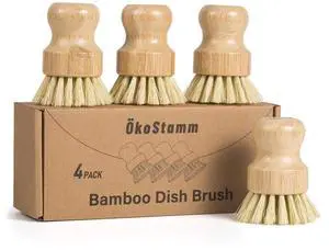 4 Pack Bamboo Dish Brush, Dish Scrubber Brush with Sisal Bristle, Natural Scrub Brush for Kitchen Cleaning Dishes, Pots, Pans, Bottles, Vegetables 4 Pack Bamboo Dish Brush, Dish Scrubber Brush with Sisal Bristle, Natural Scrub Brush for Kitchen Cleaning Dishes, Pots, Pans, Bottles, Vegetables