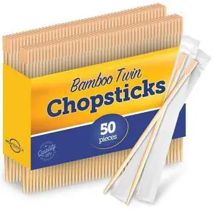 Individually Wrapped Twin Chopsticks | Bulk 50 Pack Disposable Wooden Chopsticks | Chinese Bamboo Splinter-Free Party Utensil for Sushi, Rice, Noodles & All Asian, Japanese, Korean Dishes Individually Wrapped Twin Chopsticks | Bulk 50 Pack Disposable Wooden Chopsticks | Chinese Bamboo Splinter-Free Party Utensil for Sushi, Rice, Noodles & All Asian, Japanese, Korean Dishes
