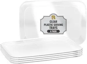 6 Pack Clear Plastic Serving Trays For Party, 12.75 x 8.25 In - Heavy Duty Plastic Trays For Food - Rectangular Platters 6 Pack Clear Plastic Serving Trays For Party, 12.75 x 8.25 In - Heavy Duty Plastic Trays For Food - Rectangular Platters