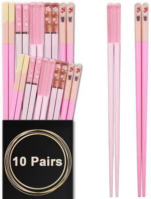 Reusable Dishwasher Safe, GLAMFIELDS 10 Pairs 9.5 Inches Premium Fiberglass Chop Sticks Set for Sushi, Ramen, Asian Cuisine, Non-slip, Pink Reusable Dishwasher Safe, GLAMFIELDS 10 Pairs 9.5 Inches Premium Fiberglass Chop Sticks Set for Sushi, Ramen, Asian Cuisine, Non-slip, Pink