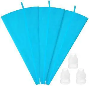 18 Inch Reusable Piping Bags 3-Pack Silicone Icing Bag Large Pastry Bags Set Cake Decorating Reusable, Baking Dessert Piping Bag with 3 Icing Couplers for Standard Tips, Blue 18 Inch Reusable Piping Bags 3-Pack Silicone Icing Bag Large Pastry Bags Set Cake Decorating Reusable, Baking Dessert Piping Bag with 3 Icing Couplers for Standard Tips, Blue