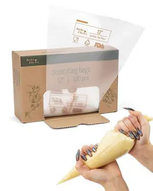 12 Inch Piping Bags, 100PCS Thickened Disposable Pastry Bags, Anti Burst Icing Bags for Cream Frosting, Non-slip Frosting Bags, Cake & Cookie Decorating Supplies 12 Inch Piping Bags, 100PCS Thickened Disposable Pastry Bags, Anti Burst Icing Bags for Cream Frosting, Non-slip Frosting Bags, Cake & Cookie Decorating Supplies