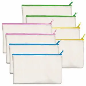 8 Pack Canvas Colorful Zipper Bags, DIY Craft Bags Travel Canvas Makeup Pouches for Cosmetic Toiletry Stationery Storage (Beige, 8.3 x 4.7) 8 Pack Canvas Colorful Zipper Bags, DIY Craft Bags Travel Canvas Makeup Pouches for Cosmetic Toiletry Stationery Storage (Beige, 8.3 x 4.7)