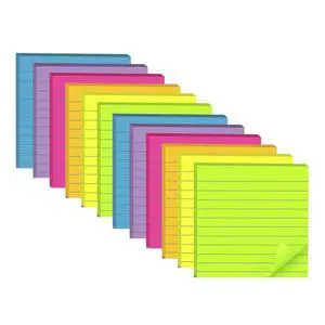 (12 Pads) Lined Sticky Notes 4x4 in, 6 Bright Colors Self-Stick Note Pads, Strong Adhesive, 47 Sheets/Pad (12 Pads) Lined Sticky Notes 4x4 in, 6 Bright Colors Self-Stick Note Pads, Strong Adhesive, 47 Sheets/Pad