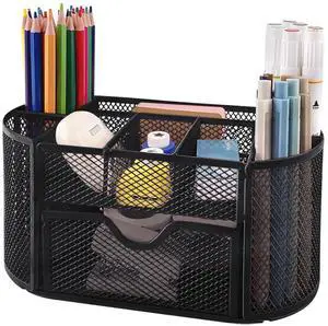 Desk Organizers and Accessories with Pencil Pen Holder Supply 8 Compartments and 1 Pullout Drawer for Home, School, and Office. (Black) Desk Organizers and Accessories with Pencil Pen Holder Supply 8 Compartments and 1 Pullout Drawer for Home, School, and Office. (Black)