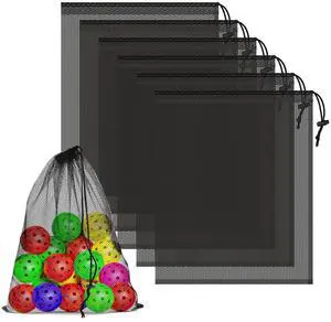 6 Pcs Mesh Bags Drawstring, 14x17 Inch with Lock, Multipurpose Storage Bags for Gym, Balls, Beach, Laundry(Black) 6 Pcs Mesh Bags Drawstring, 14x17 Inch with Lock, Multipurpose Storage Bags for Gym, Balls, Beach, Laundry(Black)