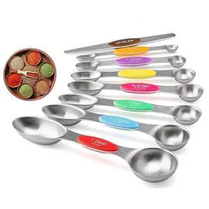 8-Piece Measuring Magnetic Spoons Set with Leveler - Stainless Steel for Measuring Dry and Liquid Ingredients, Double Ended, Stackable & Nested Fits in Kitchen Spice Jars for Baking & Cooking 8-Piece Measuring Magnetic Spoons Set with Leveler - Stainless Steel for Measuring Dry and Liquid Ingredients, Double Ended, Stackable & Nested Fits in Kitchen Spice Jars for Baking & Cooking