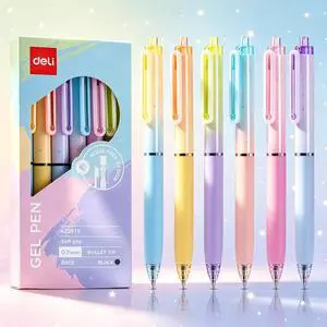 Gel Pens, 6 Pcs Retractable Pens Black Ink, 0.7mm Medium Point Pen,Silent Click, Smooth Writing with Aesthetic Gradient Color for Journaling Note Taking Gel Pens, 6 Pcs Retractable Pens Black Ink, 0.7mm Medium Point Pen,Silent Click, Smooth Writing with Aesthetic Gradient Color for Journaling Note Taking