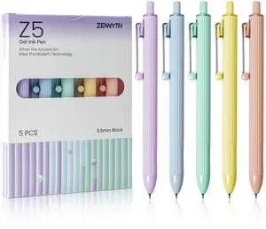 5-Pack Gel Pens, 0.5mm Fine Point Black Ink Retractable Pens with Diamond Barrel, Smooth Quick-Dry Writing Pens for Journaling, Note-Taking, Office & School Supplies (5-Pack Z5 Macaron) 5-Pack Gel Pens, 0.5mm Fine Point Black Ink Retractable Pens with Diamond Barrel, Smooth Quick-Dry Writing Pens for Journaling, Note-Taking, Office & School Supplies (5-Pack Z5 Macaron)