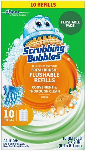 Fresh Brush Flushable Refill Pads for Toilet Cleaning System, Citrus Action Scent, Toilet & Toilet Bowl Cleaner, 10 CT Refill Pads/Pack (Pack of 1) Fresh Brush Flushable Refill Pads for Toilet Cleaning System, Citrus Action Scent, Toilet & Toilet Bowl Cleaner, 10 CT Refill Pads/Pack (Pack of 1)