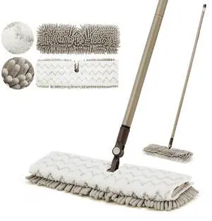 Dual-Sided Flip Dust Mop - Microfiber Scrubbing & Chenille Dusting - Wet & Dry Floor Mop for Hardwood, Tile, Laminate, Marble, Ceramic Floors, 2 Reusable Pads Dual-Sided Flip Dust Mop - Microfiber Scrubbing & Chenille Dusting - Wet & Dry Floor Mop for Hardwood, Tile, Laminate, Marble, Ceramic Floors, 2 Reusable Pads
