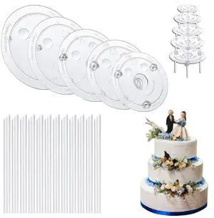 20Pcs Cake Dowel Rods Set 15pcs Cake Tier Supports Rods, 5pcs Cake Separator Plates for 4/6/8/10/12Inch Tiered Cake Stacking Birthday Wedding 20Pcs Cake Dowel Rods Set 15pcs Cake Tier Supports Rods, 5pcs Cake Separator Plates for 4/6/8/10/12Inch Tiered Cake Stacking Birthday Wedding