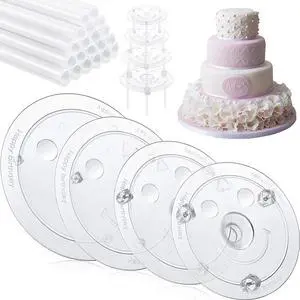Cake Pin Sticks Set, 16 Pieces Plastic Cake Sticks Support Rods with 4 Cake Dividers for 6, 8, 10, 12 Inch Cakes, Plastic Cake Support Rods for Wedding Cake Building and Stacking (16) Cake Pin Sticks Set, 16 Pieces Plastic Cake Sticks Support Rods with 4 Cake Dividers for 6, 8, 10, 12 Inch Cakes, Plastic Cake Support Rods for Wedding Cake Building and Stacking (16)