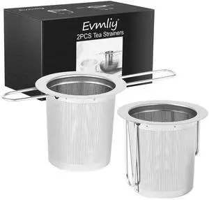 2Pack Tea Strainer, Stainless Steel Tea Infuser Basket Sitting in Mugs, Evmliy Tea Infusers for Loose Tea, Fine Mesh Tea Diffuser Long-Handled Tea Strainers Filters, Tea Steeper for Leaf (2Pack) 2Pack Tea Strainer, Stainless Steel Tea Infuser Basket Sitting in Mugs, Evmliy Tea Infusers for Loose Tea, Fine Mesh Tea Diffuser Long-Handled Tea Strainers Filters, Tea Steeper for Leaf (2Pack)