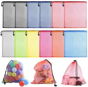 12 Pcs Mesh Bag Drawstring Mesh Laundry Bags, 13 x 15.5 Inch Nylon Drawstring Bag for Pool Beach Ball Toys Storage Bag for Collecting Travel Sports Gym (Multicolor) 12 Pcs Mesh Bag Drawstring Mesh Laundry Bags, 13 x 15.5 Inch Nylon Drawstring Bag for Pool Beach Ball Toys Storage Bag for Collecting Travel Sports Gym (Multicolor)