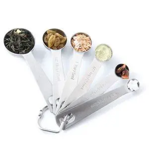 18/8 Stainless Steel Measuring Spoons with Ring Holder Bonus, Set of 6 Accurate Kitchen Tablespoon to 1/8 Metal Teaspoon Measuring Spoons 18/8 Stainless Steel Measuring Spoons with Ring Holder Bonus, Set of 6 Accurate Kitchen Tablespoon to 1/8 Metal Teaspoon Measuring Spoons
