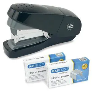 1688 ECO Flat Clinch Stapler with 2000 Staples Type 24/6mm High Capacity (1/4"), Less Effort, 35 Sheet Capacity, Non-Slip Desktop Stapler, Handle Grip, Top-Loading, Half-Strip, Black 1688 ECO Flat Clinch Stapler with 2000 Staples Type 24/6mm High Capacity (1/4"), Less Effort, 35 Sheet Capacity, Non-Slip Desktop Stapler, Handle Grip, Top-Loading, Half-Strip, Black