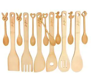 14-Piece Bamboo Wooden Kitchen Utensil Set - 6 Non-Scratch Heat-Resistant Cooking Tools with Storage Holes + 8 Small Spoons for , Tea, Eco-Friendly Sustainable Kitchen Gift Set 14-Piece Bamboo Wooden Kitchen Utensil Set - 6 Non-Scratch Heat-Resistant Cooking Tools with Storage Holes + 8 Small Spoons for , Tea, Eco-Friendly Sustainable Kitchen Gift Set