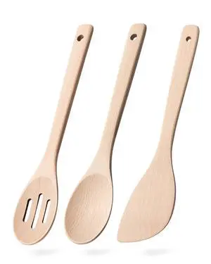 Wooden Spoons for Cooking, 3-Piece Wood Utensil Set Includes Slotted Spoon, Spoon & Wooden Spatula for Cooking Uncoated Beech Wood Kitchen Utensil Set 12 Inch Hardwearing Tools Wooden Spoons for Cooking, 3-Piece Wood Utensil Set Includes Slotted Spoon, Spoon & Wooden Spatula for Cooking Uncoated Beech Wood Kitchen Utensil Set 12 Inch Hardwearing Tools