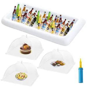 Inflatable Serving Bar with Food Cover, Party Supplies for Buffet Food Drink Outside, 1 Inflatable Cooler, 3 Food Tents/Food Covers for Outdoors Inflatable Serving Bar with Food Cover, Party Supplies for Buffet Food Drink Outside, 1 Inflatable Cooler, 3 Food Tents/Food Covers for Outdoors