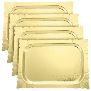 4 Pcs Gold Rectangle Serving Trays Heavy Duty Disposable Paper Cardboard Serving Platter for Food Tea Fruit Trays Cupcake Display Dessert Table Decorations Birthday Party Supplies 4 Pcs Gold Rectangle Serving Trays Heavy Duty Disposable Paper Cardboard Serving Platter for Food Tea Fruit Trays Cupcake Display Dessert Table Decorations Birthday Party Supplies