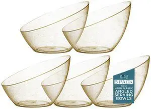 Gold Plastic Serving Bowls for Party Angled Bowls Disposable Chip Bowls Candy Bowls for Party Table Salad and Fruit Bowls for Wedding Serving Bowls-Gold Glitter, 8 OZ, 5 Pack Gold Plastic Serving Bowls for Party Angled Bowls Disposable Chip Bowls Candy Bowls for Party Table Salad and Fruit Bowls for Wedding Serving Bowls-Gold Glitter, 8 OZ, 5 Pack