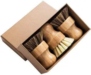 Brush- Bamboo Round 3 Packs Mini Dish Brush Natural Scrub Brush Durable Scrubber Cleaning Kit with Union Fiber and Tampico Fiber for Cleaning Pots, Pans and Vegetables Brush- Bamboo Round 3 Packs Mini Dish Brush Natural Scrub Brush Durable Scrubber Cleaning Kit with Union Fiber and Tampico Fiber for Cleaning Pots, Pans and Vegetables