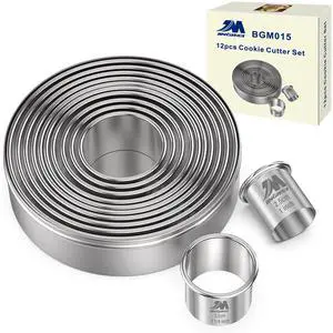 Round Cookie Biscuit Cutter Set 12 Pieces Graduated Circle Pastry Cutters 18/8 Stainless Steel Cookie Cutters1inch - 4 1/2inch Donut Cutter Ring Molds GIFT Package Round Cookie Biscuit Cutter Set 12 Pieces Graduated Circle Pastry Cutters 18/8 Stainless Steel Cookie Cutters1inch - 4 1/2inch Donut Cutter Ring Molds GIFT Package