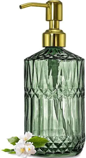 18Oz Green Glass Soap Dispenser with Gold Rust Proof Pump, Refillable Kitchen soap Dispenser for Dish Soap, Soap Dispenser Bathroom for Hand soap, Lotion, Body Wash. 18Oz Green Glass Soap Dispenser with Gold Rust Proof Pump, Refillable Kitchen soap Dispenser for Dish Soap, Soap Dispenser Bathroom for Hand soap, Lotion, Body Wash.