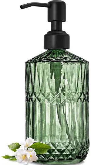 18Oz Green Soap Dispenser with Black Rust Proof Pump, Refillable Kitchen soap Dispenser with Thick Glass, Soap Dispenser Bathroom for Hand soap, Dish Soap, Lotion, Body Wash. 18Oz Green Soap Dispenser with Black Rust Proof Pump, Refillable Kitchen soap Dispenser with Thick Glass, Soap Dispenser Bathroom for Hand soap, Dish Soap, Lotion, Body Wash.