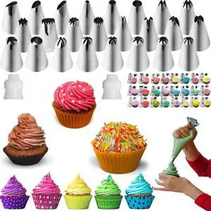 Icing Piping Tips Set,Stainless Steel Frosting Piping Kit,Pastry Cake Decorating Tips Baking Tools For Cookies Cupcake Decorating Kit (27) Icing Piping Tips Set,Stainless Steel Frosting Piping Kit,Pastry Cake Decorating Tips Baking Tools For Cookies Cupcake Decorating Kit (27)