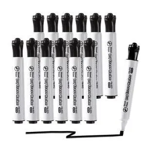 Black Dry Erase Markers, Chisel Tip Marker, Low Odor, Pack of 12, Large Ink Supply, Use on Whiteboards, Glass and Non-porous Surfaces; Ideal for School, Offices and Homes Black Dry Erase Markers, Chisel Tip Marker, Low Odor, Pack of 12, Large Ink Supply, Use on Whiteboards, Glass and Non-porous Surfaces; Ideal for School, Offices and Homes
